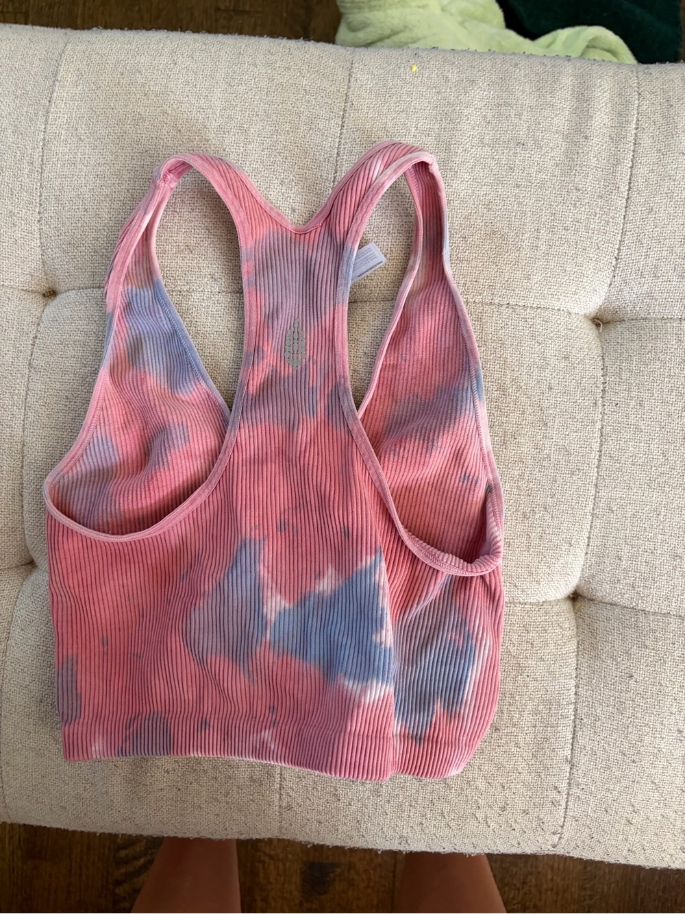 Free People Pink Tie-Dye Ribbed Racerback Crop Top - Picture 2 of 2